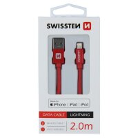 DATA CABLE SWISSTEN TEXTILE USB / LIGHTNING MFi 2.0 M RED