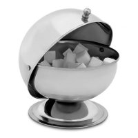 Relaxdays Zuckerdose SWEETY aus Edelstahl Silber