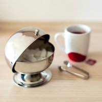 Relaxdays Zuckerdose SWEETY aus Edelstahl Silber