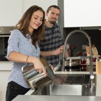 Relaxdays Abgießhilfe Edelstahl Silber