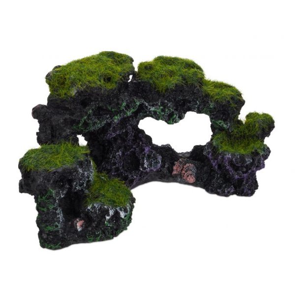 Relaxdays Aquarium Deko Stein Grün/Schwarz