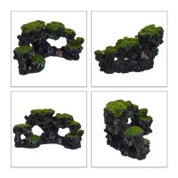 Relaxdays Aquarium Deko Stein Grün/Schwarz