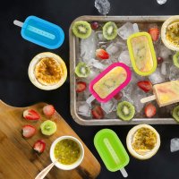 Relaxdays Eisformen 4er Set Silikon Gelb/Grün/Pink