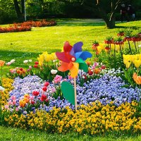 Relaxdays 2er Set Windrad Blau/Grün/Rot