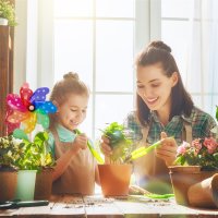 Relaxdays 2er Set Windrad Blau/Grün/Orange