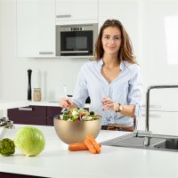 Relaxdays Zweifarbige Salatschüssel aus Edelstahl Beige