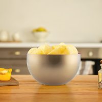 Relaxdays Zweifarbige Salatschüssel aus Edelstahl Beige