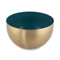 Relaxdays Zweifarbige Salatschüssel aus Edelstahl Dunkelgrün/Gold