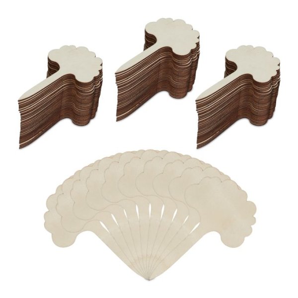 Relaxdays  Pflanzenstecker Holz 100er Set Hellbraun