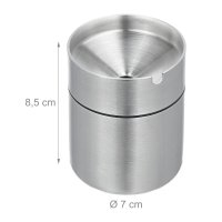 Relaxdays Aschenbecher mit Deckel Schwarz/Silber