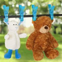 Relaxdays 16er Set Strandtuchklammern in Blau/Pink