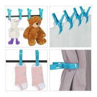 Relaxdays 16er Set Strandtuchklammern in Blau/Pink