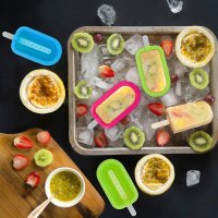 Relaxdays Eisformen 6er Set Silikon Blau/Grün/Pink