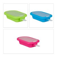 Relaxdays Eisformen 6er Set Silikon Blau/Grün/Pink
