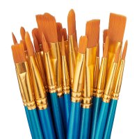 Relaxdays 30-teiliges Pinsel Set Blau/Gold/Orange