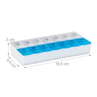 Relaxdays 3er Set Tablettenbox 7 Tage 2 Fächer Blau/Beige