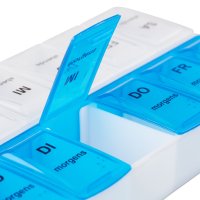 Relaxdays 3er Set Tablettenbox 7 Tage 2 Fächer Blau/Beige