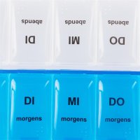 Relaxdays 3er Set Tablettenbox 7 Tage 2 Fächer Blau/Beige