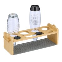 Relaxdays 4er Flaschenhalter aus Bambus Grau/Hellbraun